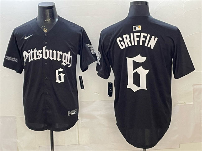Men's Pittsburgh Pirates 6 Konnor Griffin Black 'Gothic Steel City Edition' Vapor Limited Stitched Baseball Jersey
