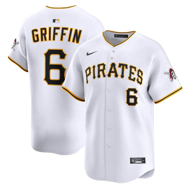 Men's Pittsburgh Pirates 6 Konnor Griffin Nike White Home Limited Jersey