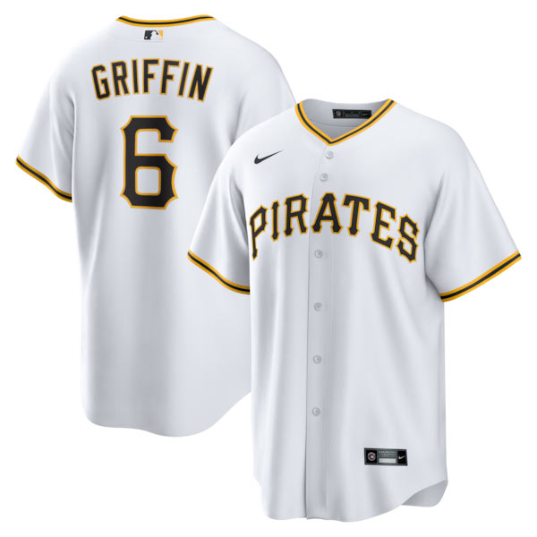 Men's Pittsburgh Pirates 6 Konnor Griffin Nike White Home Replica Jersey