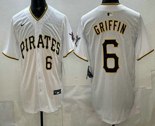 Men's Pittsburgh Pirates 6 Konnor Griffin White Limited Jersey