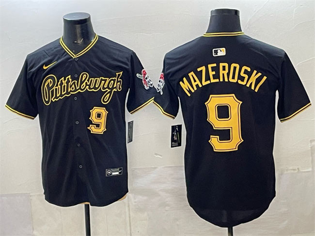 Men's Pittsburgh Pirates 9 Bill Mazeroski Black Limited Stitched Baseball Jersey