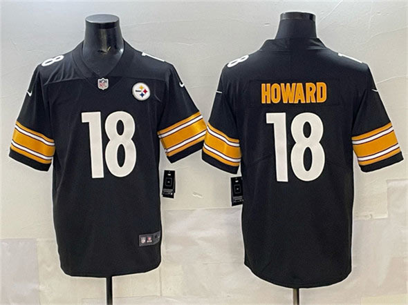 Men's Pittsburgh Steelers 18 Will Howard Black 2025 Vapor Limited Football Stitched Jersey