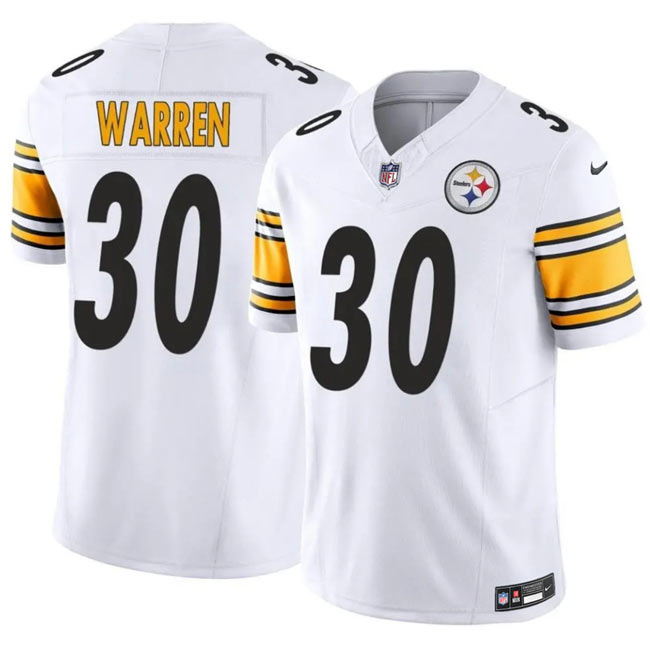 Men's Pittsburgh Steelers 30 Jaylen Warren White 2025 F.U.S.E. Vapor Limited Stitched Football Jersey