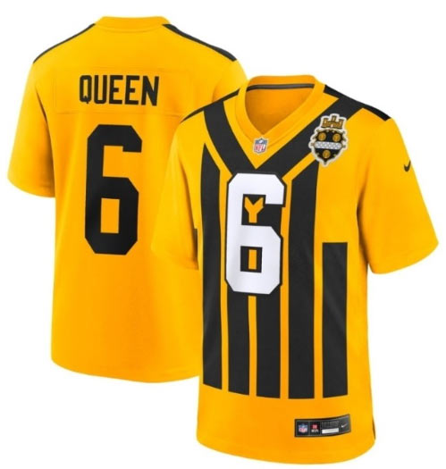 Men's Pittsburgh Steelers 6 Patrick Queen Gold 1933 Throwback Alternate Stitched Football Jersey
