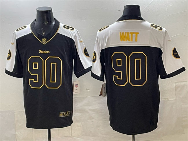Men's Pittsburgh Steelers 90 T.J. Watt Black White F.U.S.E. Vapor Untouchable Limited Football Stitched Jersey