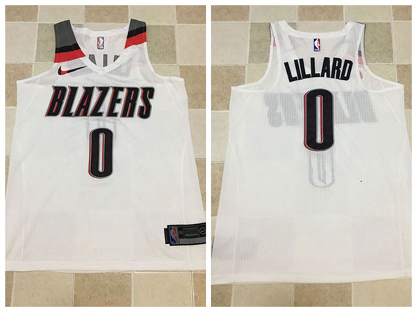 Men's Portland Trail Blazers #0 Damian Lillard White 2017 2018 Swingman Stitched NBA Jersey