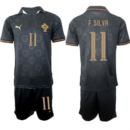 Men's Portugal 11 F.SILVA National Team FIFA x World Cup 2026 Away Gray On Eusebio special edition Jersey