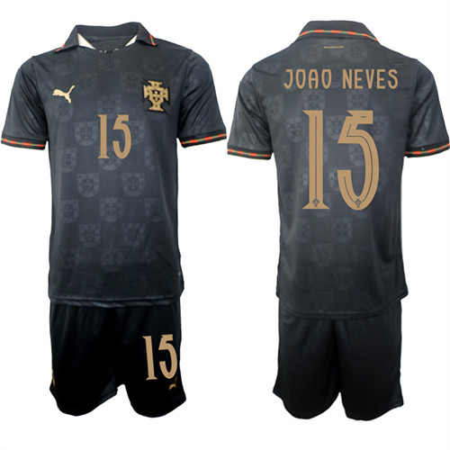Men's Portugal 15 JOAO NEVES National Team FIFA x World Cup 2026 Away Gray On Eusebio special edition Jersey
