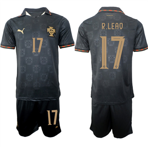 Men's Portugal 17 R.LEAO National Team FIFA x World Cup 2026 Away Gray On Eusebio special edition Jersey