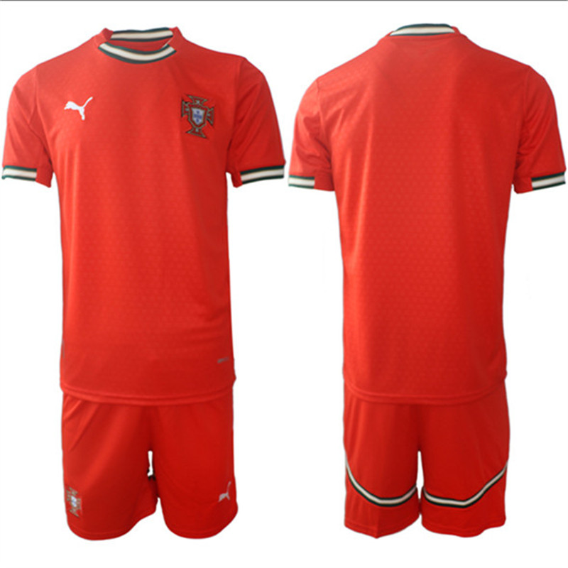 Men's Portugal Team Blank 2025 Red Home Soccer Jersey Suit
