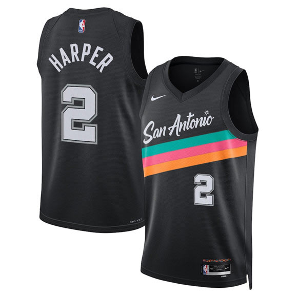 Men's San Antonio Spurs 2 Dylan Harper Black 2025 26 City Edition Swingman Stitched Basketball Jersey