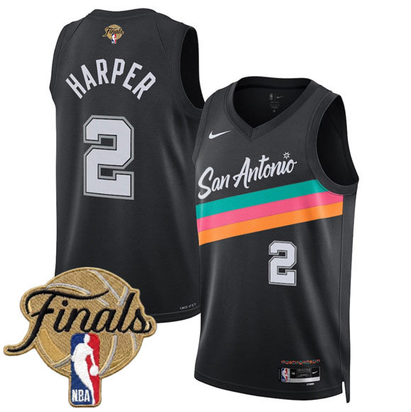Men's San Antonio Spurs 2 Dylan Harper Black 2026 Finals Patch City Edition Stitched Basketball Jersey