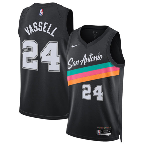 Men's San Antonio Spurs 24 Devin Vassell Black 2025 26 City Edition Swingman Stitched Basketball Jersey