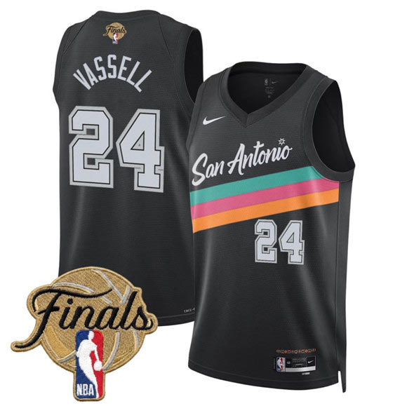 Men's San Antonio Spurs 24 Devin Vassell Black 2026 Finals Patch City Edition Stitched Basketball Jersey