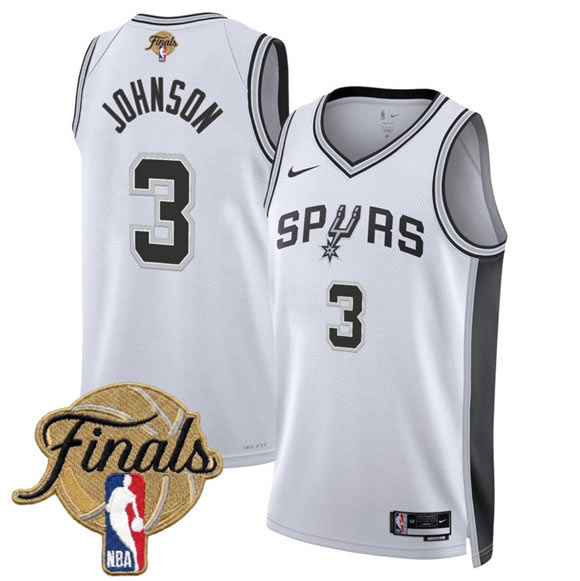 Men's San Antonio Spurs 3 Keldon Johnson White 2026 Finals Patch Association Edition Stitched Basketball Jersey