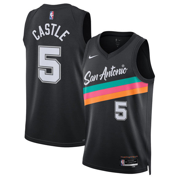 Men's San Antonio Spurs 5 Stephon Castle Black 2025 26 City Edition Swingman Stitched Basketball Jersey