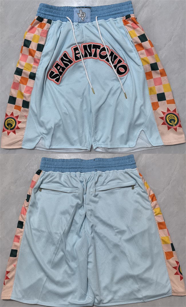 Men's San Antonio Spurs Light Blue City Edition Shorts (Run Small)