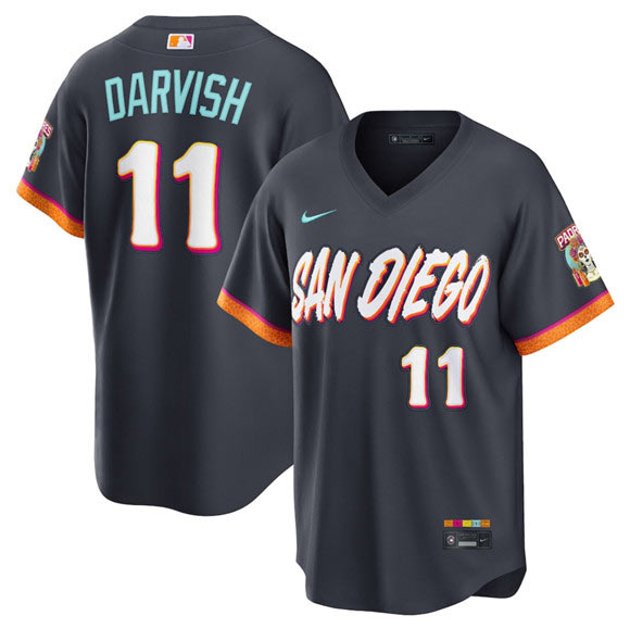 Men's San Diego Padres 11 Yu Darvish Obsidian 2026 City Connect Stadium Limited Stitched Baseball Jersey