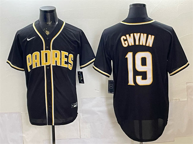 Men's San Diego Padres 19 Tony Gwynn 2026 Fashion Replica Black Out Stitched Baseball Jersey