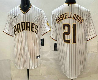Men's San Diego Padres 21 Nick Castellanos White Cool Base Jersey