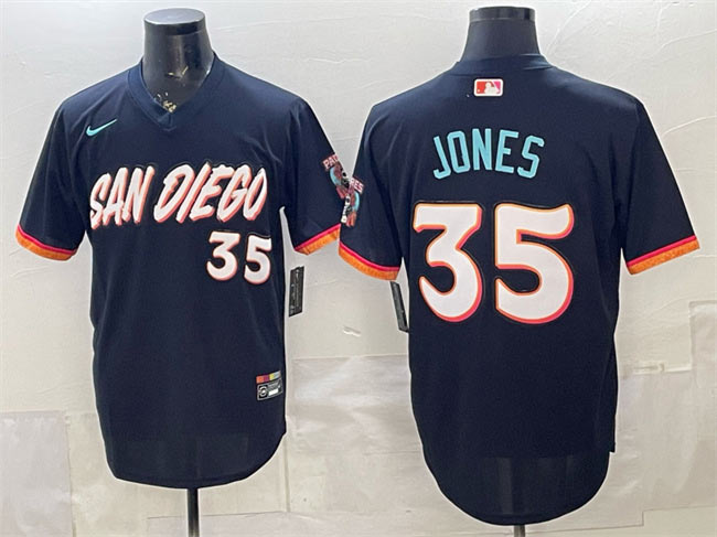 Men's San Diego Padres 35 Randy Jones Obsidian 2026 City Connect Stadium Stitched Baseball Jersey