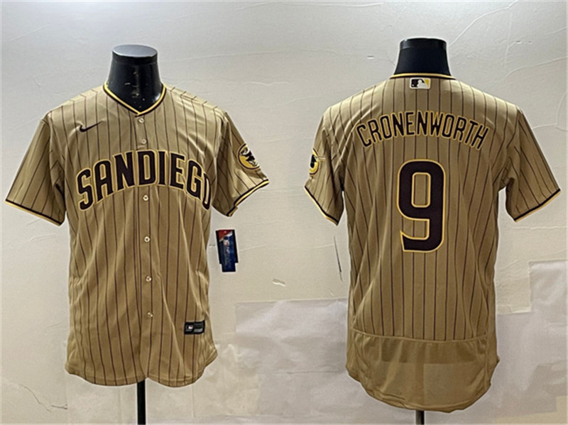 Men's San Diego Padres 9 Jake Cronenworth Brown Flex Base Stitched MLB Jersey
