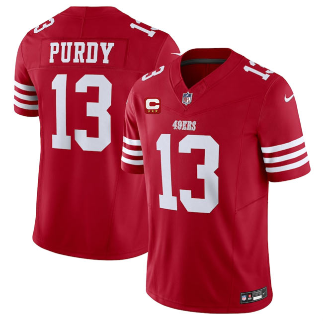 Men's San Francisco 49ers 13 Brock Purdy Red 2025 F.U.S.E. With 3 Star C Patch Vapor Untouchable Limited Stitched Football Jersey