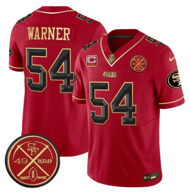 Men's San Francisco 49ers 54 Fred warner Red F.U.S.E. 3 Star C With Est.1946 Patch Vapor Limited Football Stitched Jersey