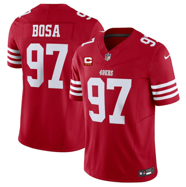 Men's San Francisco 49ers 97 Nick Bosa Red 2025 F.U.S.E. With 3 Star C Patch Vapor Untouchable Limited Stitched Football Jersey