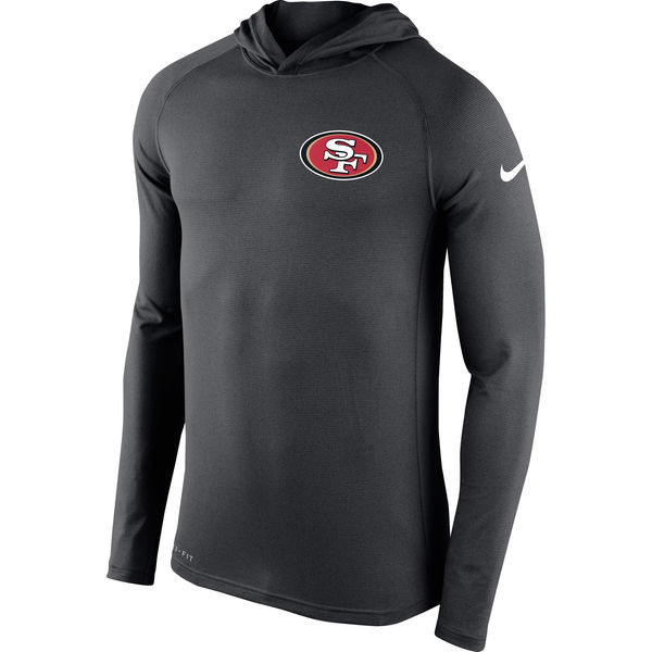 Men's San Francisco 49ers Charcoal Stadium Touch Hooded Performance Long Sleeve T Shirt
