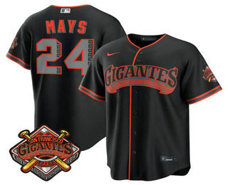 Men's San Francisco Giants 24 Willie Mays Black 2026 Alternate Stadium Stitched Jersey