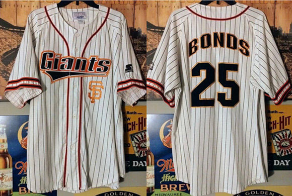 Men's San Francisco Giants 25 Barry Bonds White Limited Stitched Baseball Jersey