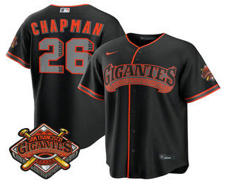 Men's San Francisco Giants 26 Matt Chapman Black 2026 Alternate Stadium Stitched Jersey