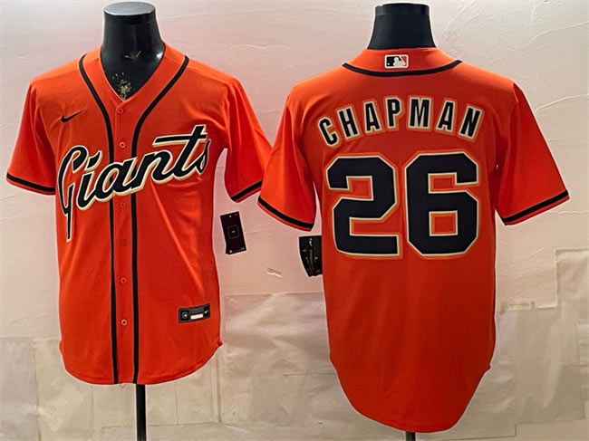 Men's San Francisco Giants 26 Matt Chapman Orange Cool Base Stitched Baseball Jersey