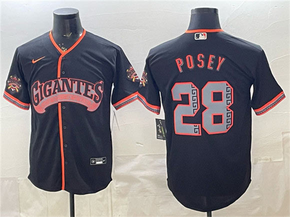 Men's San Francisco Giants 28 Buster Posey Black 2026 Alternate Stadium Stitched Baseball Jersey