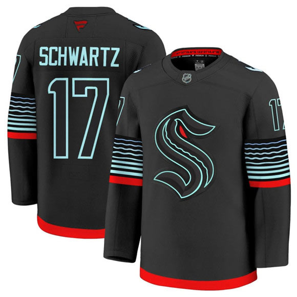 Men's Seattle Kraken 17 Jaden Schwartz Black Alternate Stitched Hockey Jersey