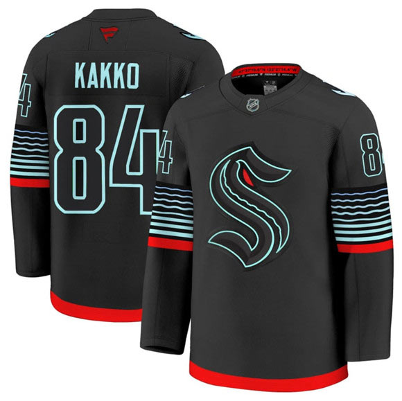 Men's Seattle Kraken 84 Kaapo Kakko Black Alternate Stitched Hockey Jersey
