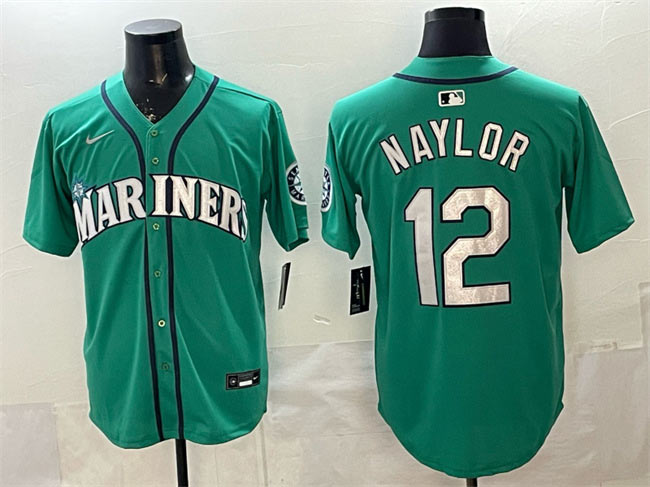 Men's Seattle Mariners 12 Josh Naylor Aqua Limited Stitched jersey