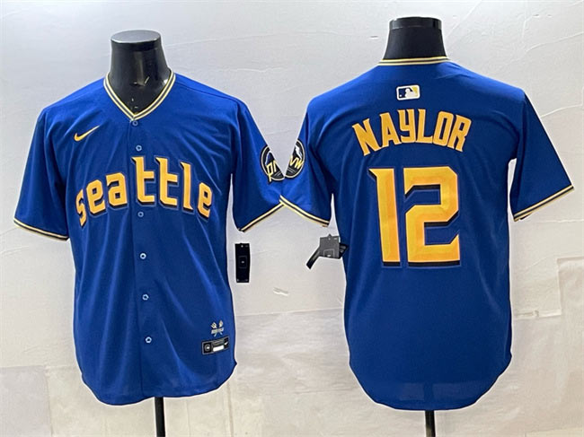 Men's Seattle Mariners 12 Josh Naylor Royal 2025 Limited Stitched jersey