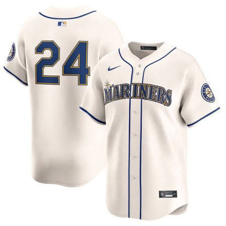 Men's Seattle Mariners 24 Ken Griffey Jr. Cream Cool Base Jersey