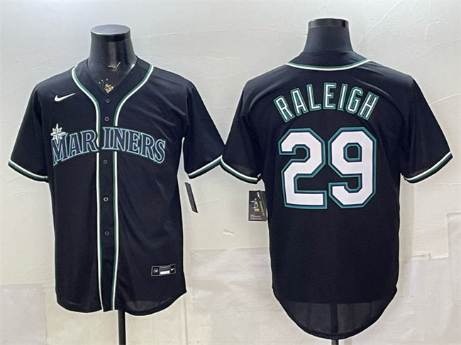 Men's Seattle Mariners 29 Cal Raleigh 2026 Fashion Replica Black Out Stitched Baseball Jersey