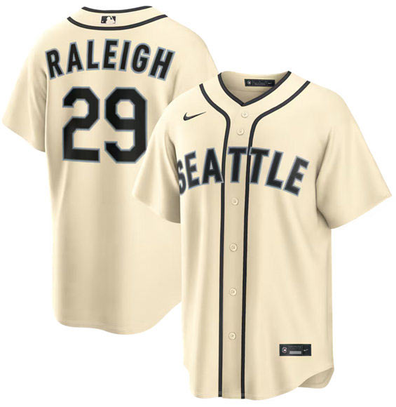 Men's Seattle Mariners 29 Cal Raleigh Cream Alternate Stitched Baseball Jersey