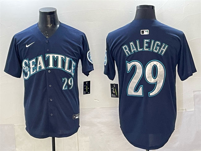 Men's Seattle Mariners 29 Cal Raleigh Navy Limited Stitched jersey