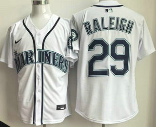 Men's Seattle Mariners 29 Cal Raleigh White Limited Jersey