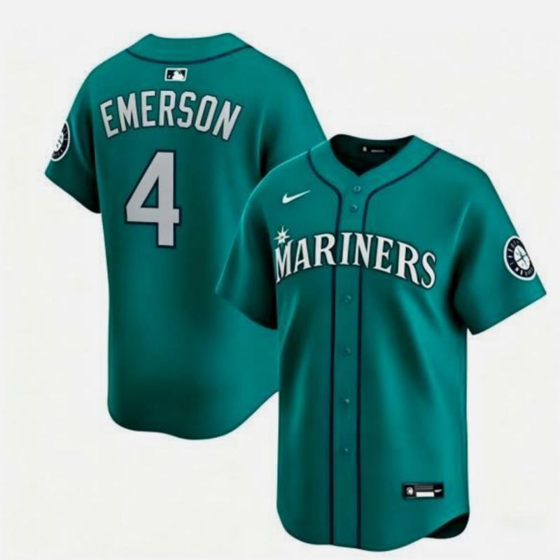 Men's Seattle Mariners 4 Colt Emerson Aqua Limited Stitched jersey