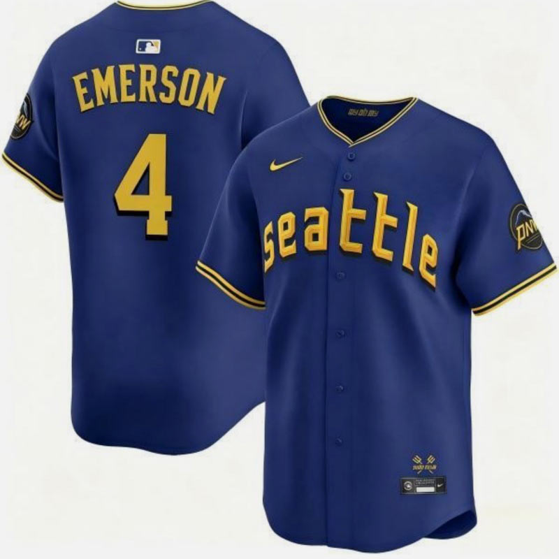 Men's Seattle Mariners 4 Colt Emerson Royal 2025 Cool Base Stitched jersey