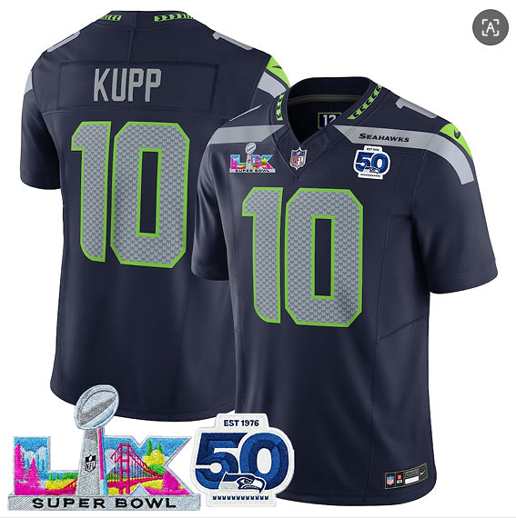 Men's Seattle Seahawks 10 Cooper Kupp Navy 2025 F.U.S.E