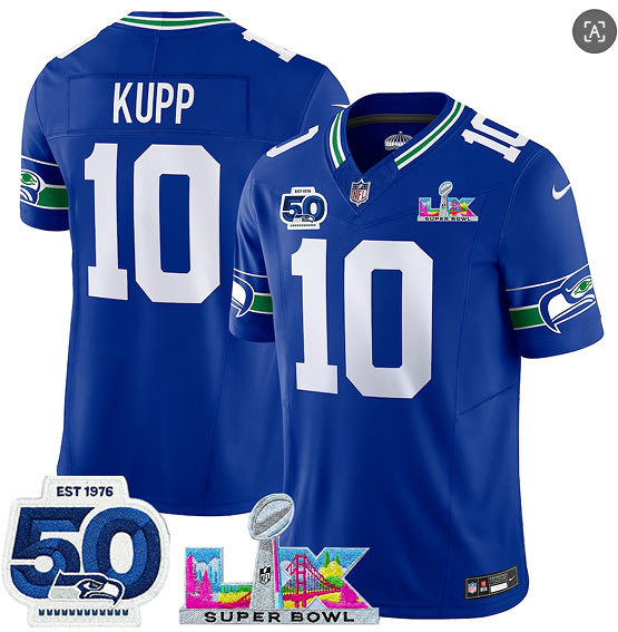 Men's Seattle Seahawks 10 Cooper Kupp Royal 2025 F.U.S.E