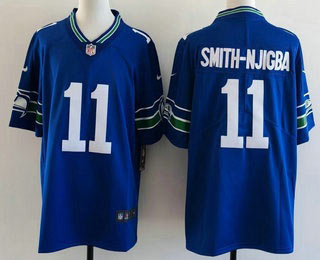 Men's Seattle Seahawks 11 Jaxon Smith Njigba Limited Blue Throwback Vapor Jersey