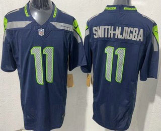 Men's Seattle Seahawks 11 Jaxon Smith Njigba Limited Navy FUSE Vapor Jersey